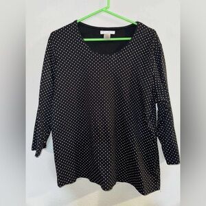 Rebecca Malone Black and White Polka Dot Long Sleeve Top